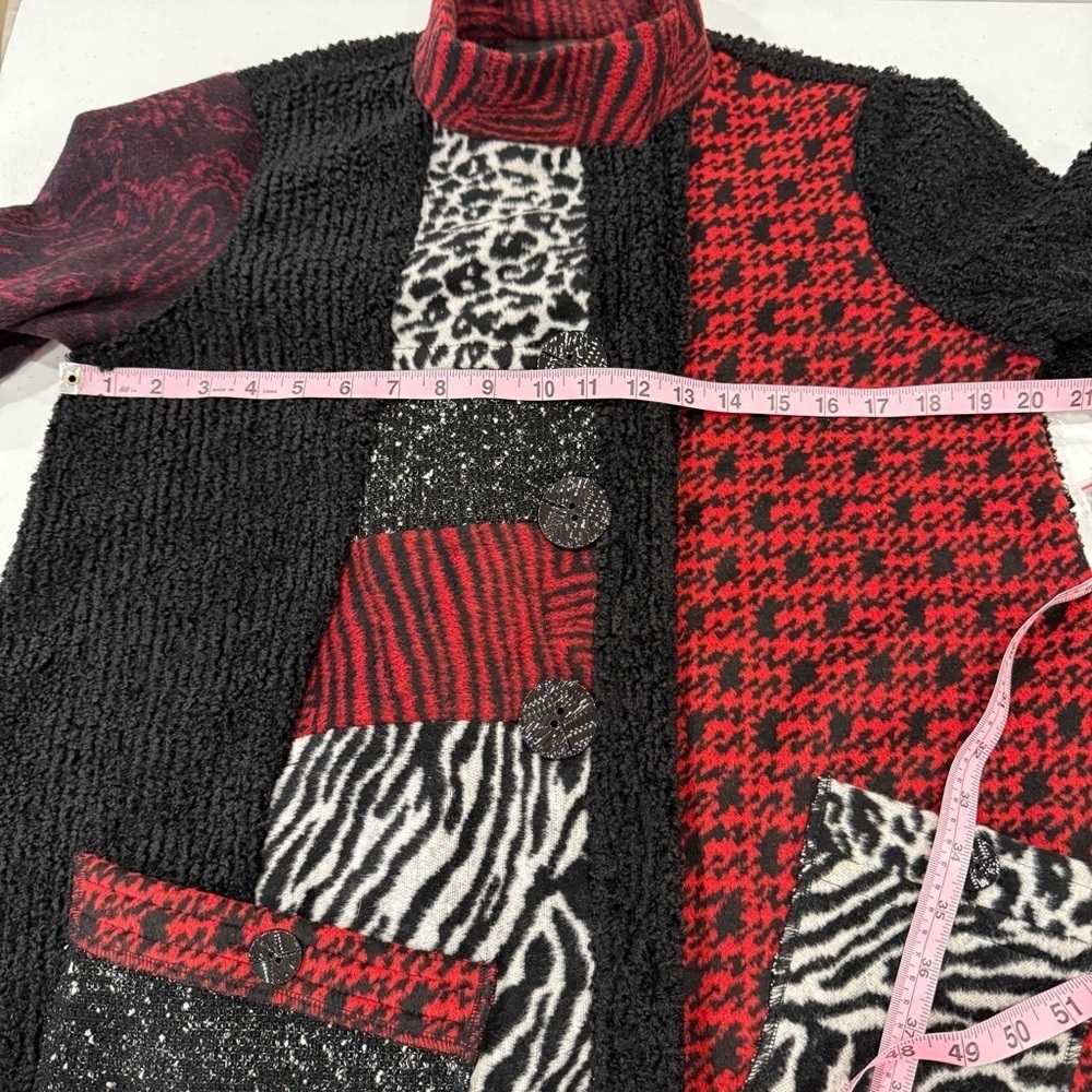 NWT Ali Miles Patchwork Jacket Black Red Artsy Cardigan Boho Size Small Petite - Picture 7 of 15